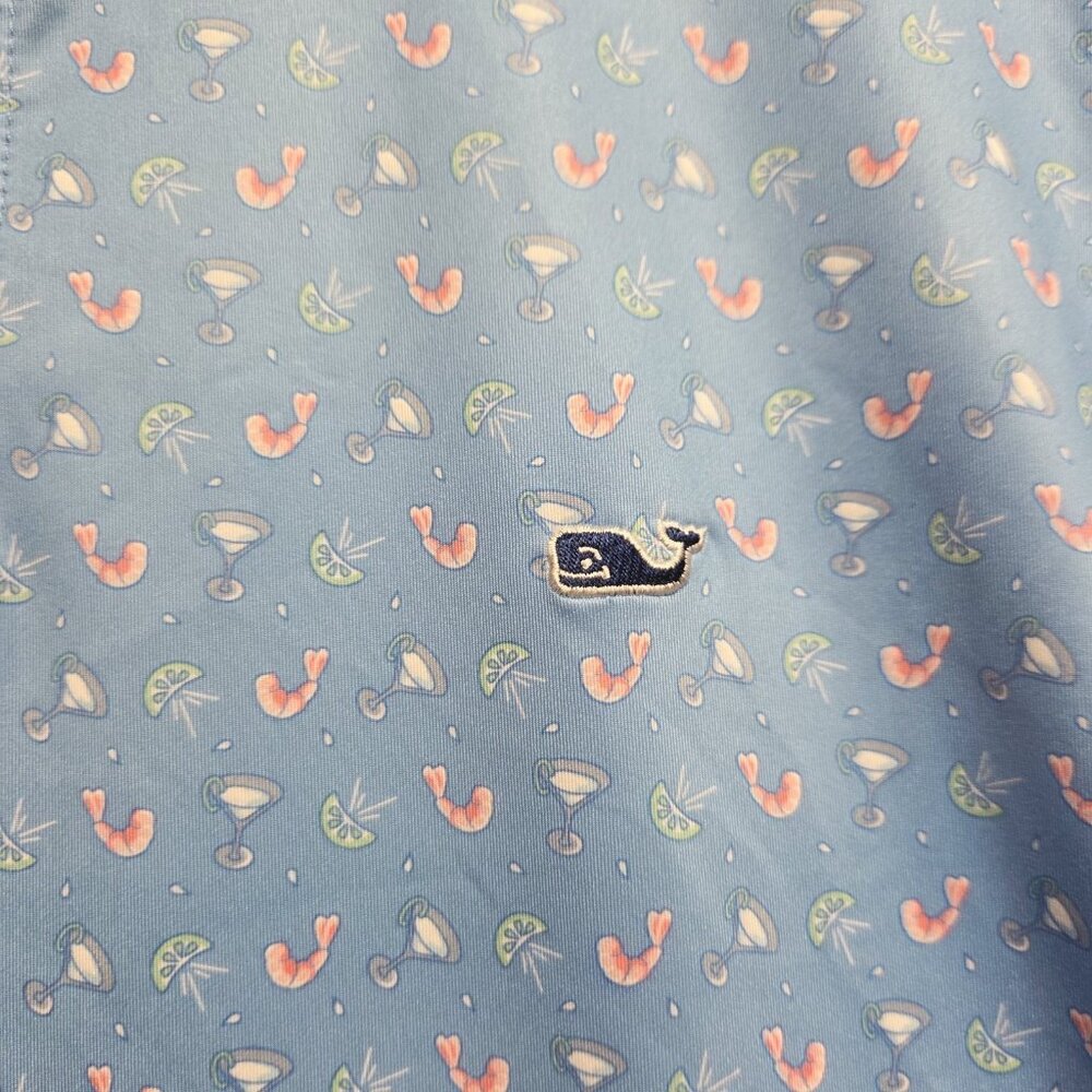 Vineyard Vines Shirt Mens Large OTG Sankaty Performance Polo Shrimp Cocktail - Picture 7 of 10